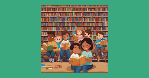 Image of Children in a library - Technology Books for Children
