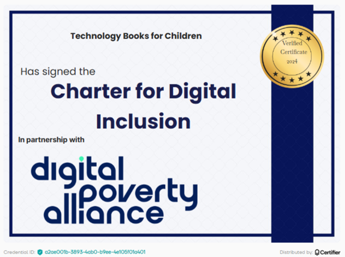 Charter for Digital Inclusion logo on the Technology Books for Children website