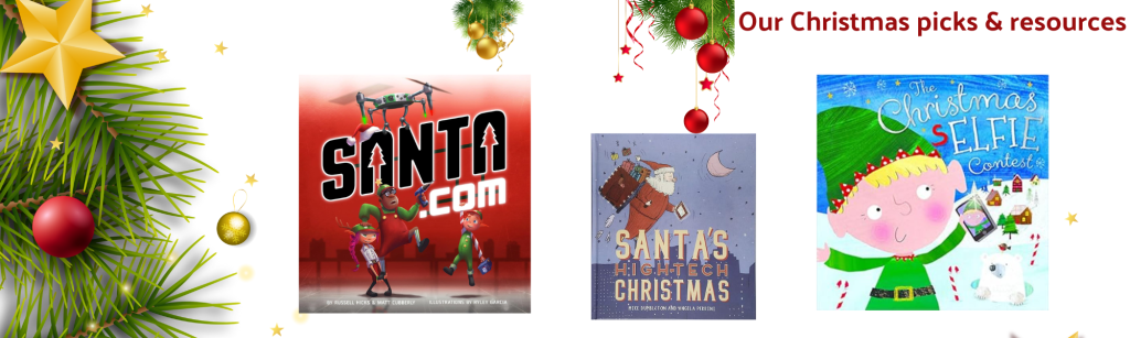 A selection of Christmas themed books with a link to technology